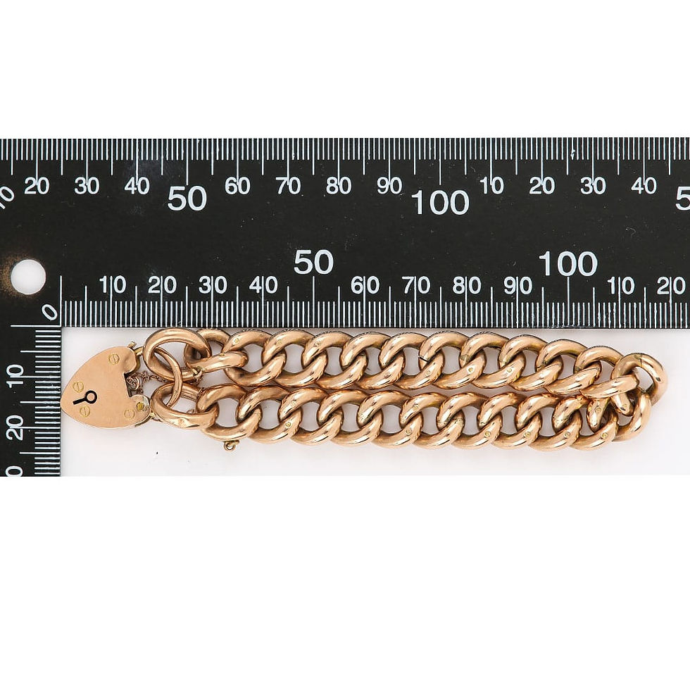 Thumbnail: Edwardian 9ct Rose Gold Large Curb Link Bracelet, Circa 1909