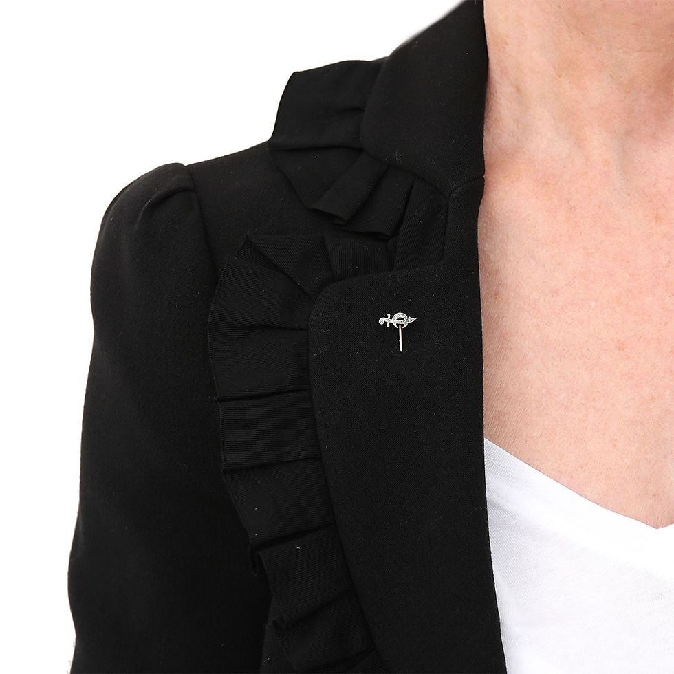 Mid Century 14ct Gold Diamond Dagger and Shield Stick Pin