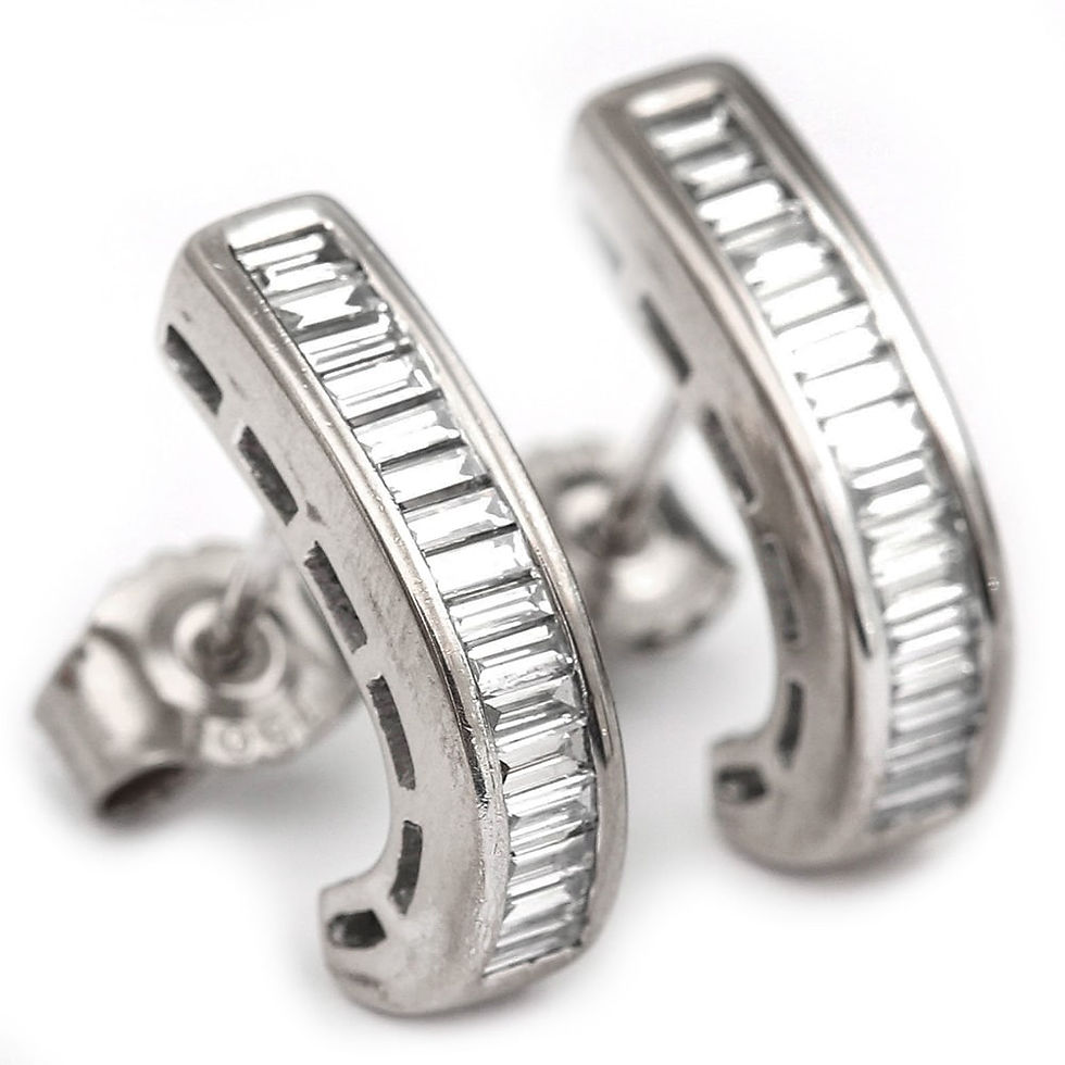 Thumbnail: 1.60 Carat Diamond Baguette Earrings in 18k 18ct White Gold, G-H Colour, VS1-VS2
