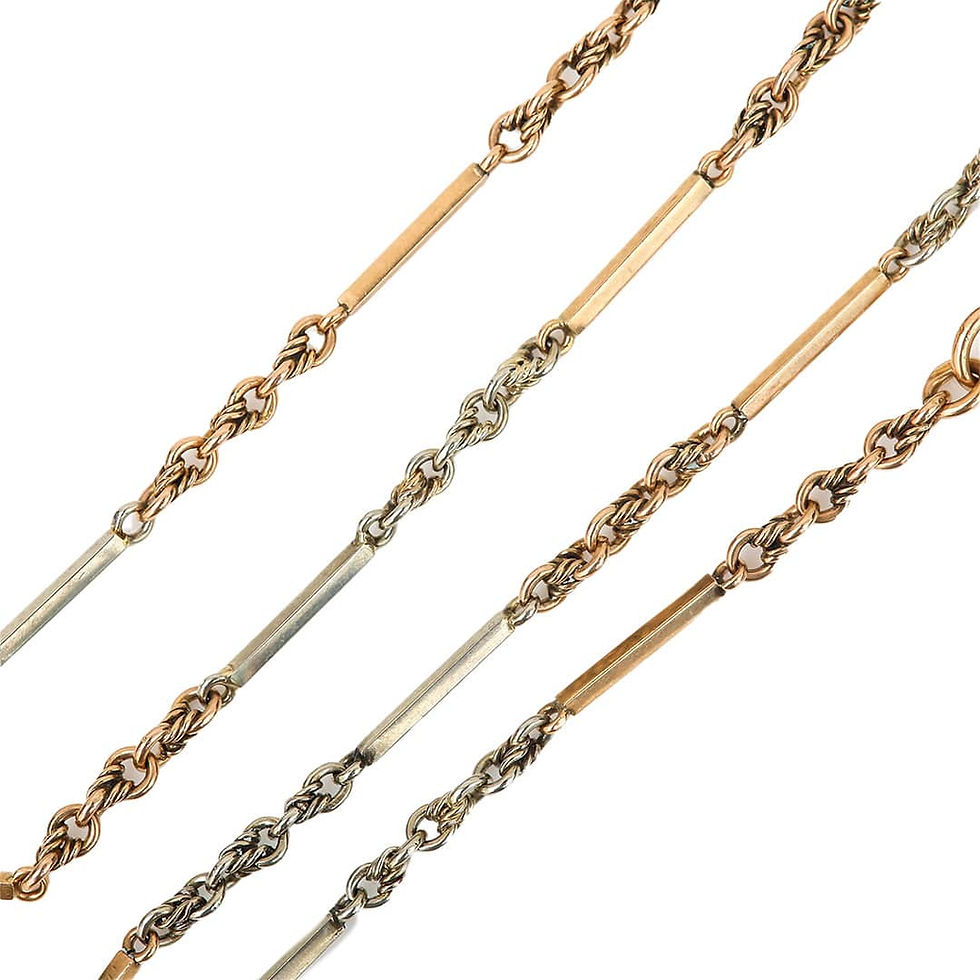 Thumbnail: Edwardian 18ct Two Tone Gold Fancy Link Albert Chain