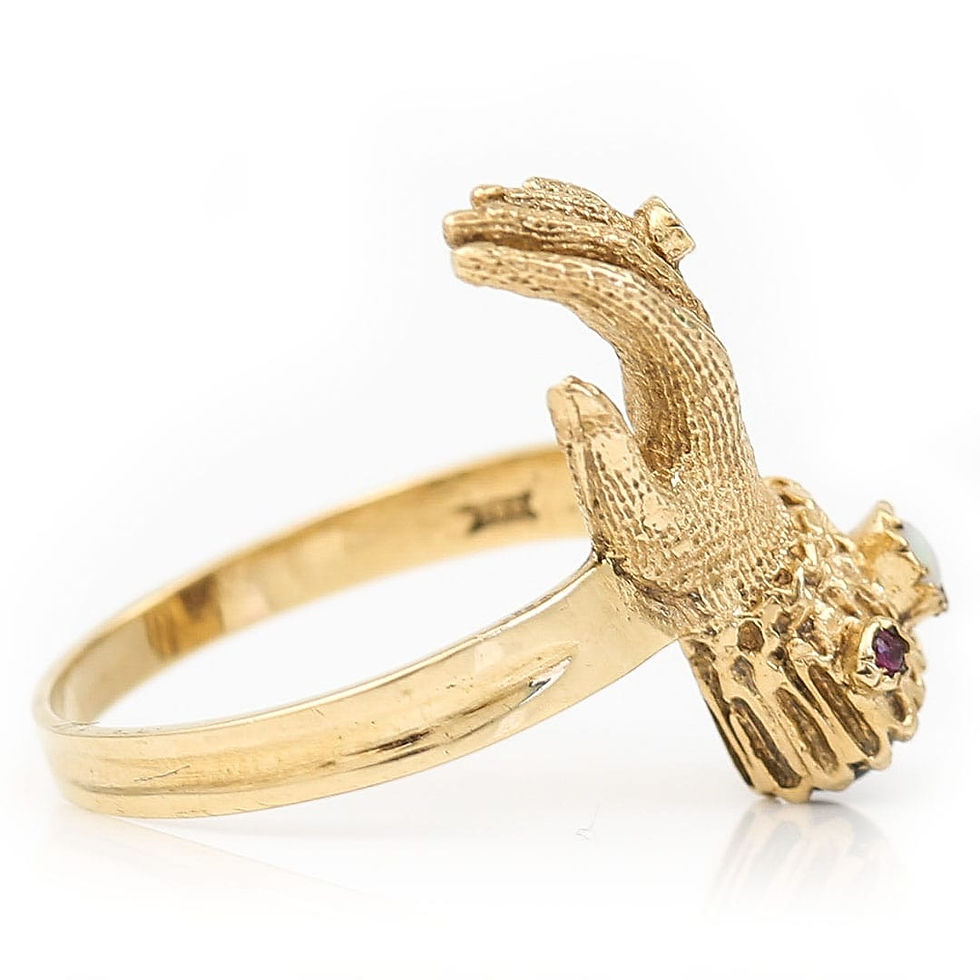 Thumbnail: Vintage Opal, Garnet, Ruby and Diamond Hand Ring