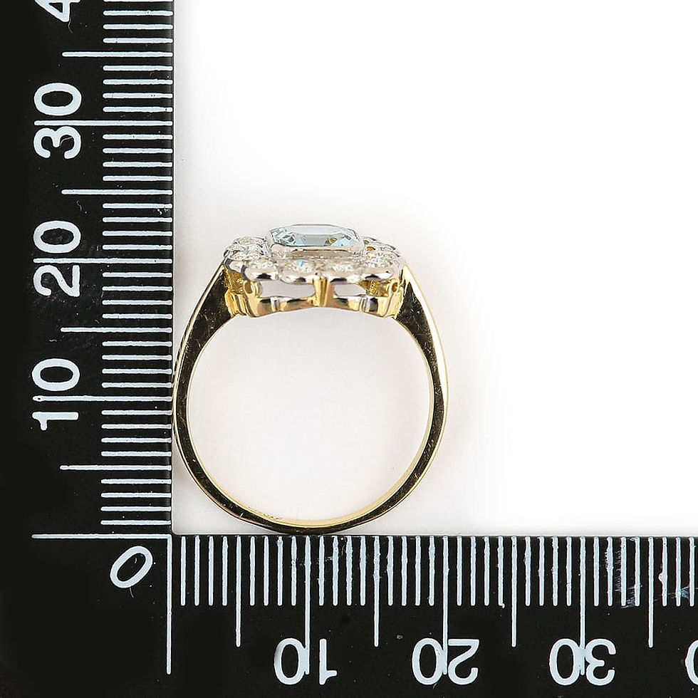 Thumbnail: Aquamarine and Diamond 18 Karat Yellow Gold Art Deco Style Ring with Gem Cert