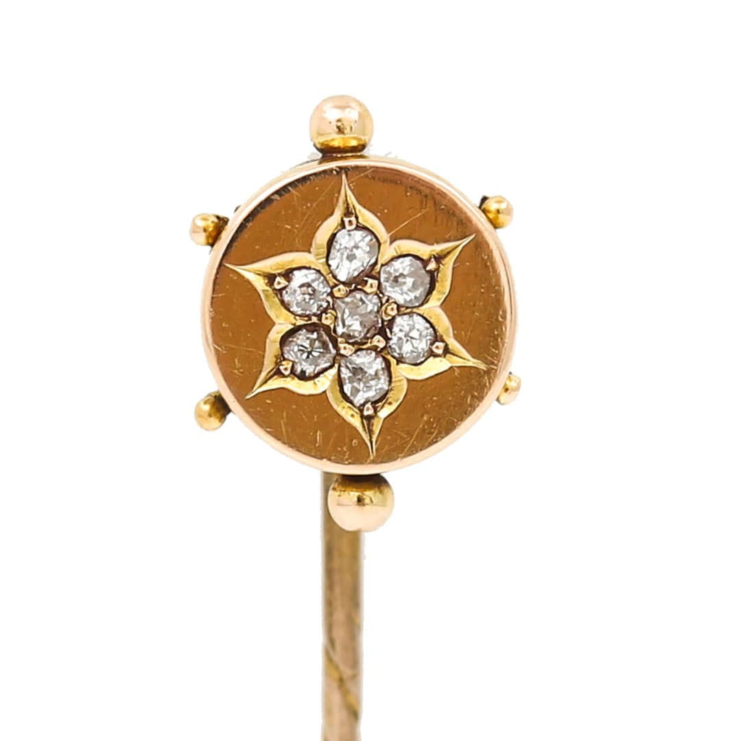 Victorian Rose Cut Diamond Star Stick Pin