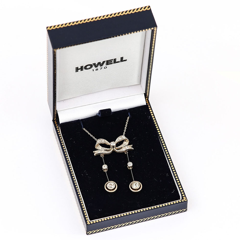 Thumbnail: Edwardian Diamond Bow Negligee Pendant Necklace