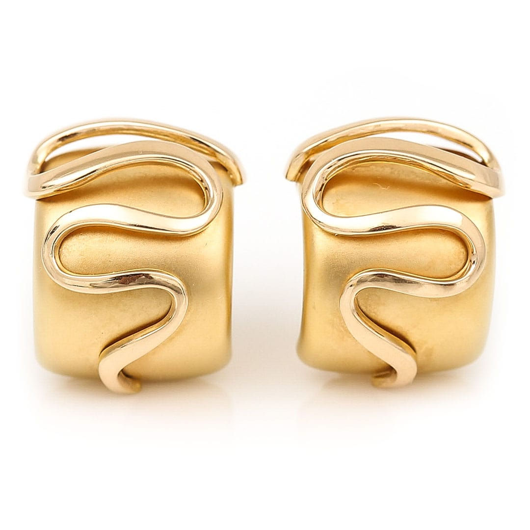 Contemporary French 18ct Gold Serpent Design Hoop Earrings, Circa 1999