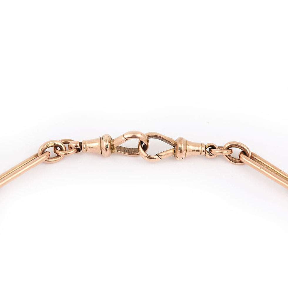 Thumbnail: Early 20th Century 9k 9ct Rose Gold Trombone Link Albert Watch Chain 16"