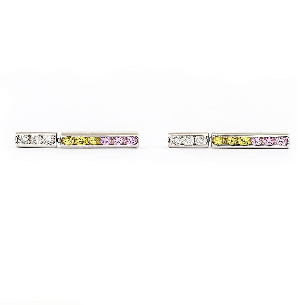 Thumbnail: 18ct White Gold Diamond And Multi Coloured Sapphire Drop Earrings