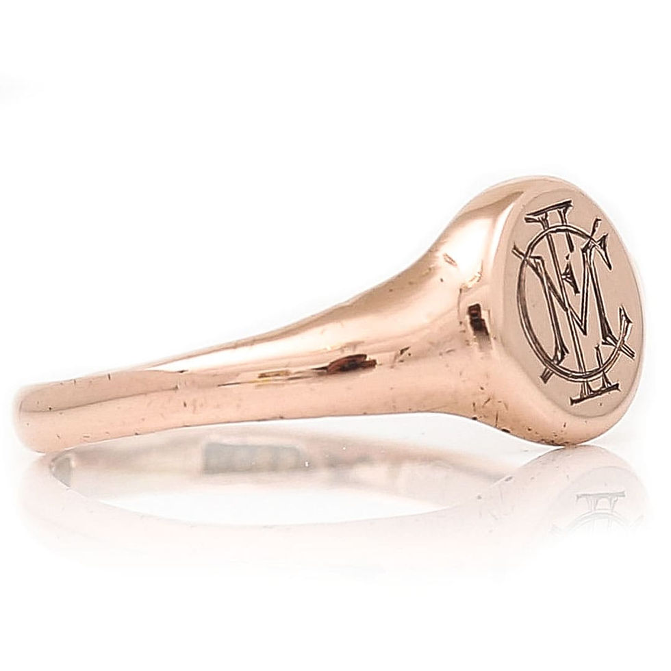 Thumbnail: Early 20th Century 9ct Rose Gold Signet Ring, with Monogram Circa 1917