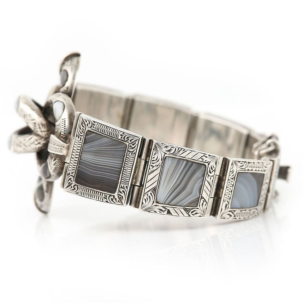 Thumbnail: Victorian Scottish Silver Agate Bracelet