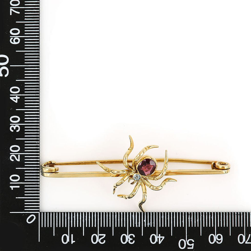 Thumbnail: Large Victorian 15ct Gold Amethyst and Aquamarine Spider Brooch