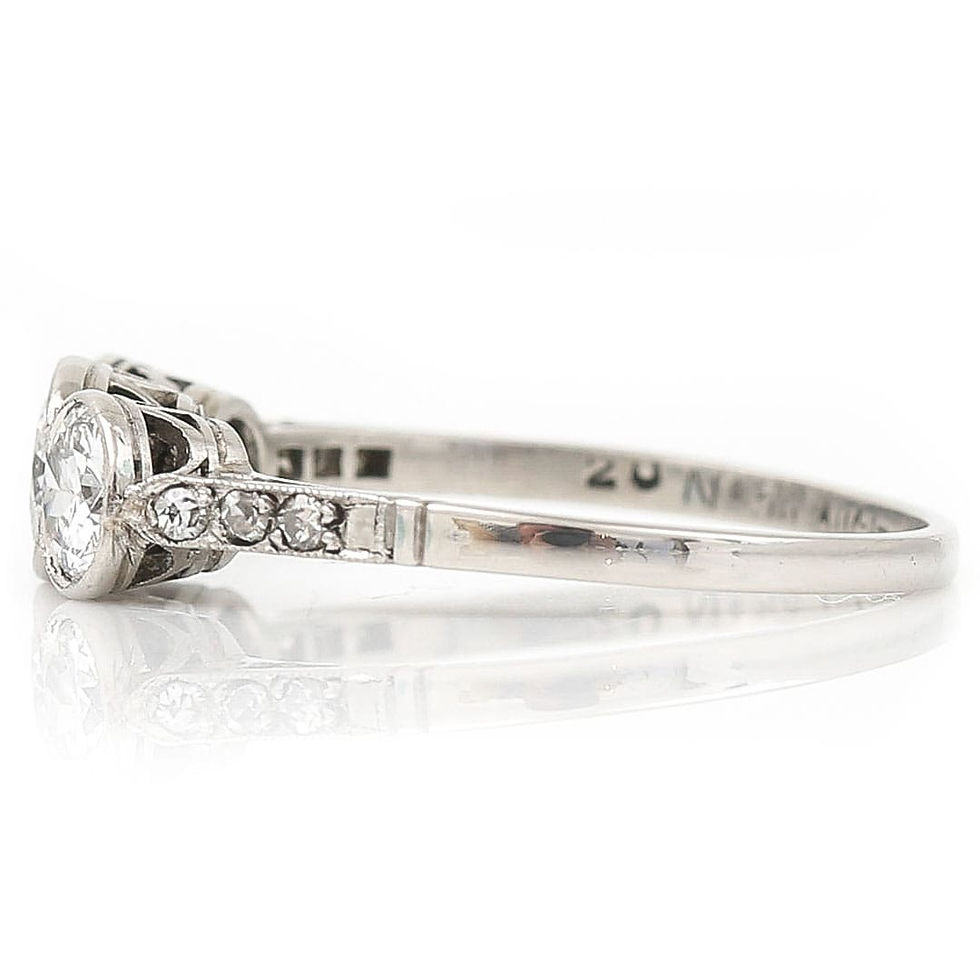 Thumbnail: Art Deco 18ct White Gold Three Stone Early Brilliant Cut Diamond Ring