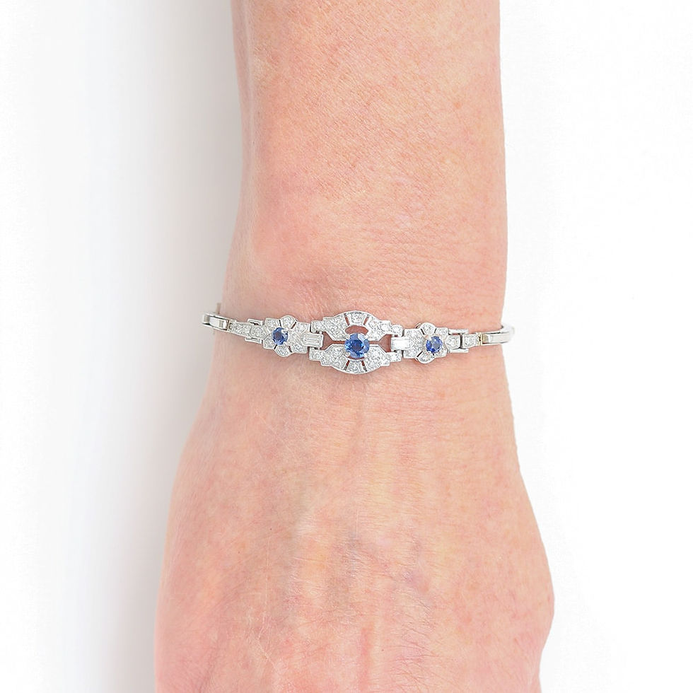 Thumbnail: Cropp And Farr 18 Karat White Gold Sapphire and Diamond Bracelet 1960s
