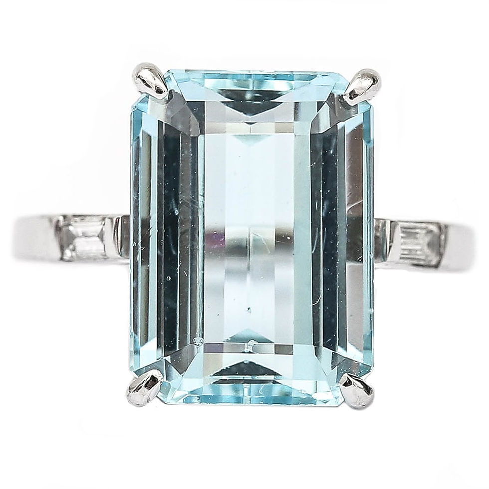 Thumbnail: 18ct White Gold Aquamarine Est. 9.00 Carat and Diamond Ring