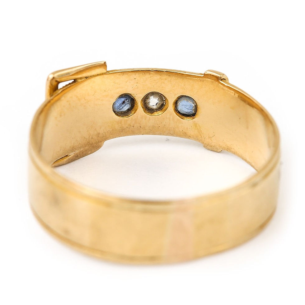 Thumbnail: Edwardian 18 Karat Yellow Gold Sapphire & Diamond Buckle Ring c.1905