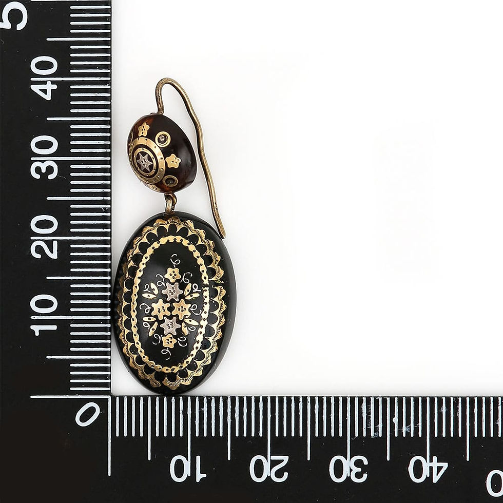 Thumbnail: Victorian Oval Gold and Silver Pique Floral Drop Earrings