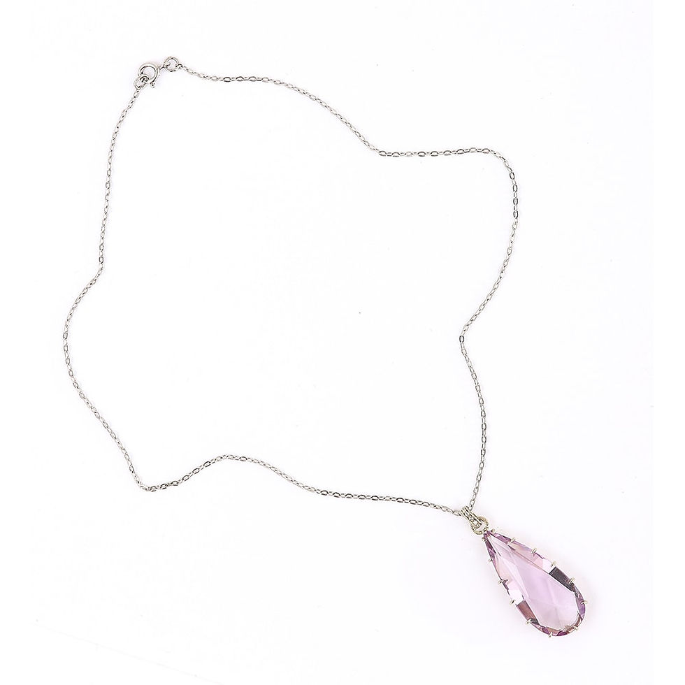 Thumbnail: 9ct Gold Edwardian Amethyst And Diamond Drop Pendant Necklace
