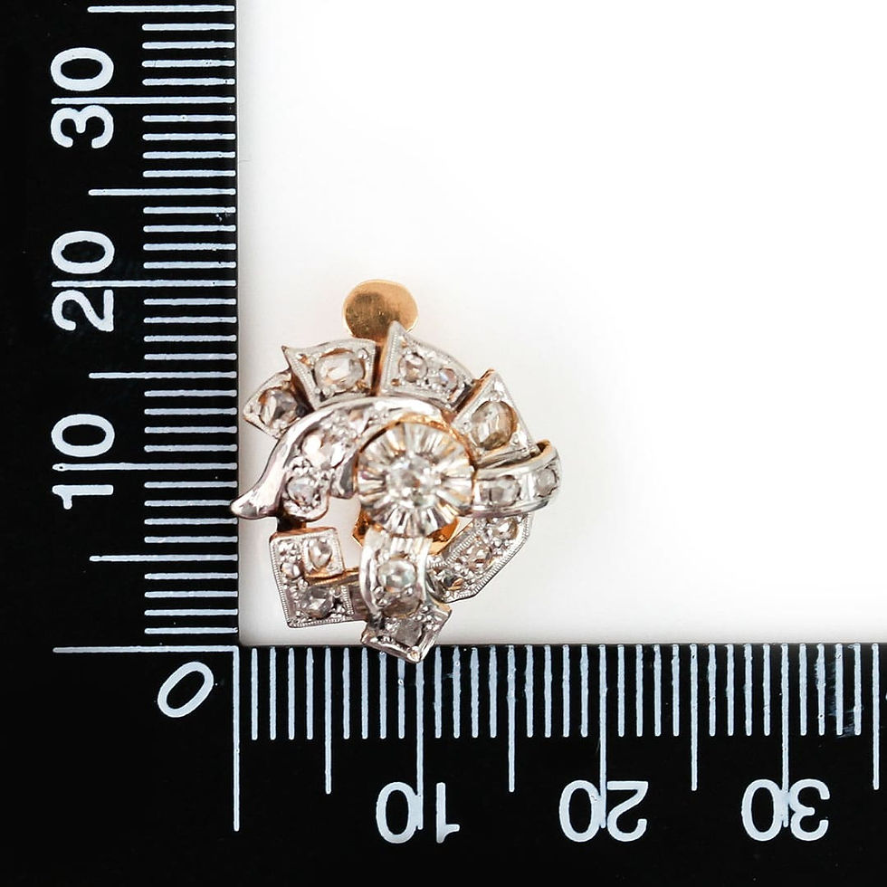 Thumbnail: Art Deco 18ct Gold Spanish Rose Cut Diamond Cluster Earrings Circa 1940