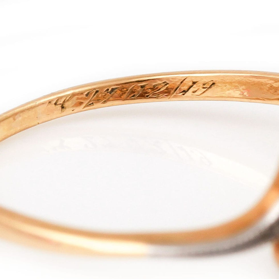 Thumbnail: Art Nouveau 18ct Four Stone Diamond and Pearl Ring Circa 1915