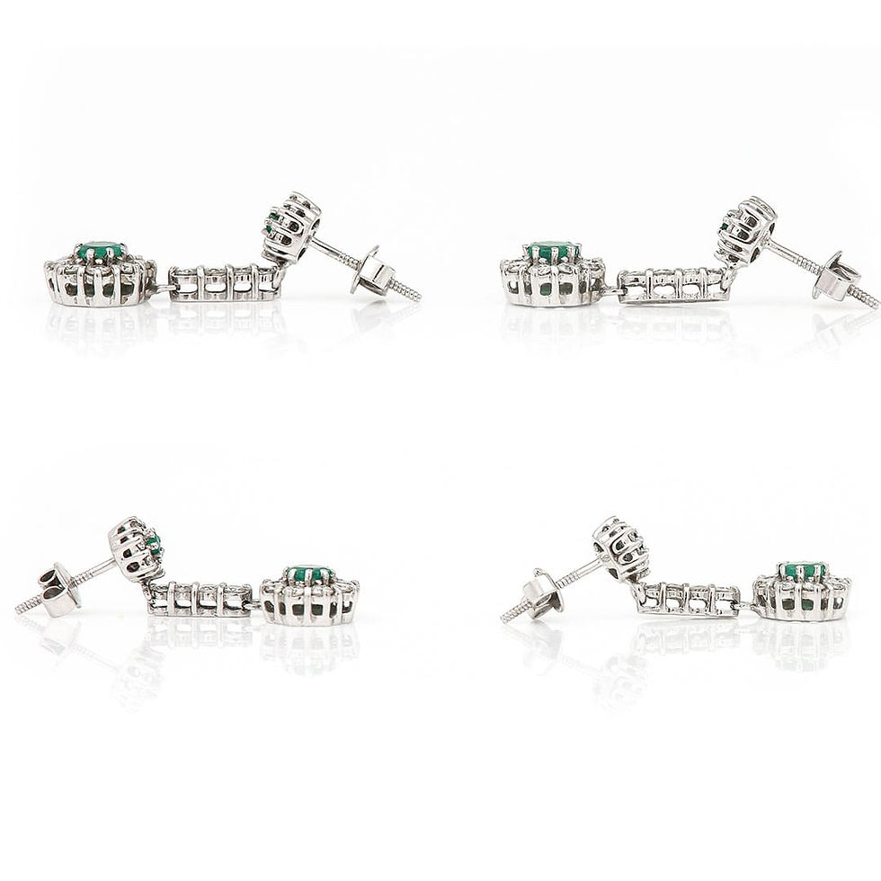 Thumbnail: 18ct White Gold Emerald and Diamond Drop Earrings