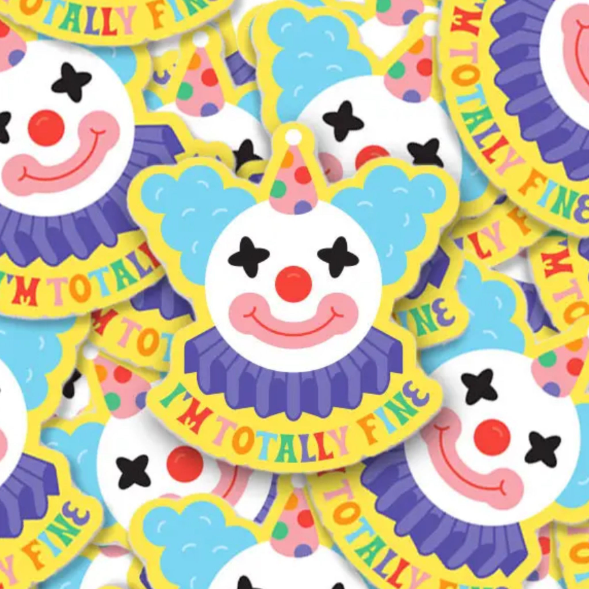 Krystan Saint Cat I’m Totally Fine Clown Mini Sticker