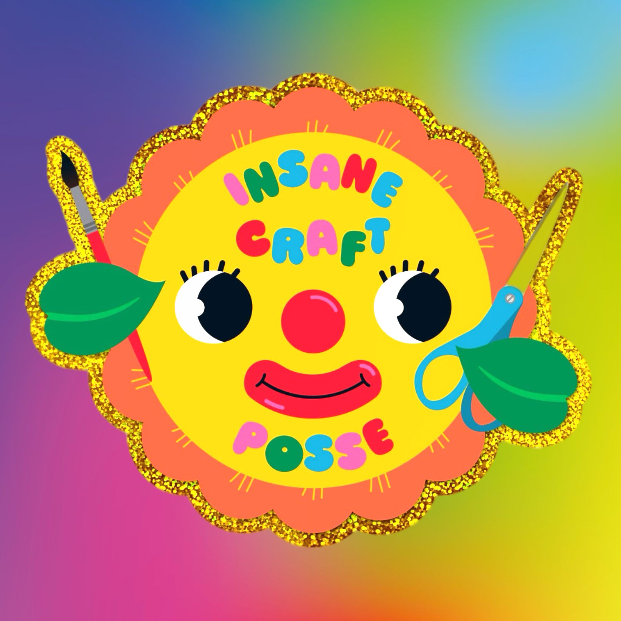 Krystan Saint Cat Insane Craft Posse Holo Glitter Sticker 