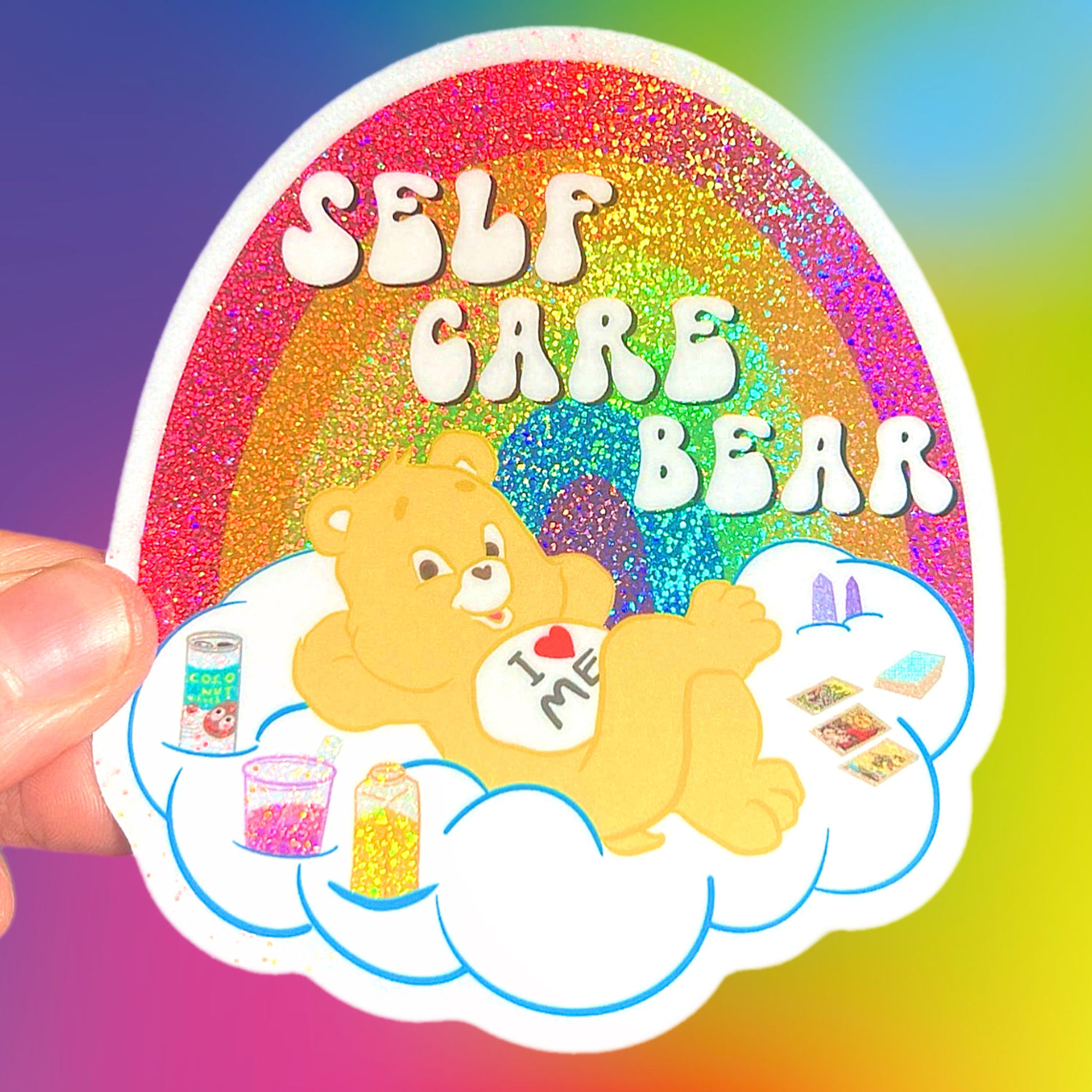 Astral Weekend Self Care Bear Holo Glitter Sticker