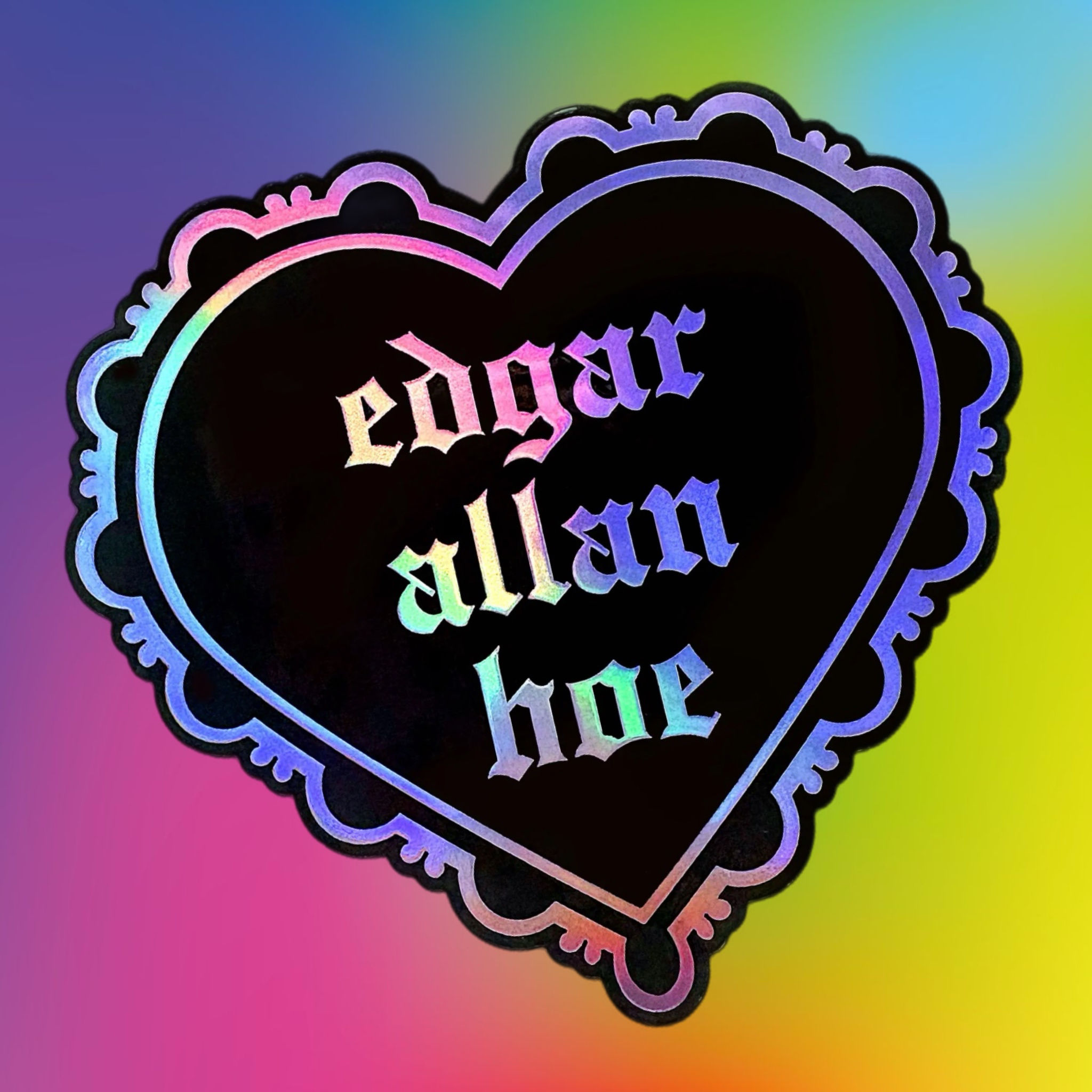 Krystan Saint Cat Edgar Allan Hoe Holo Sticker