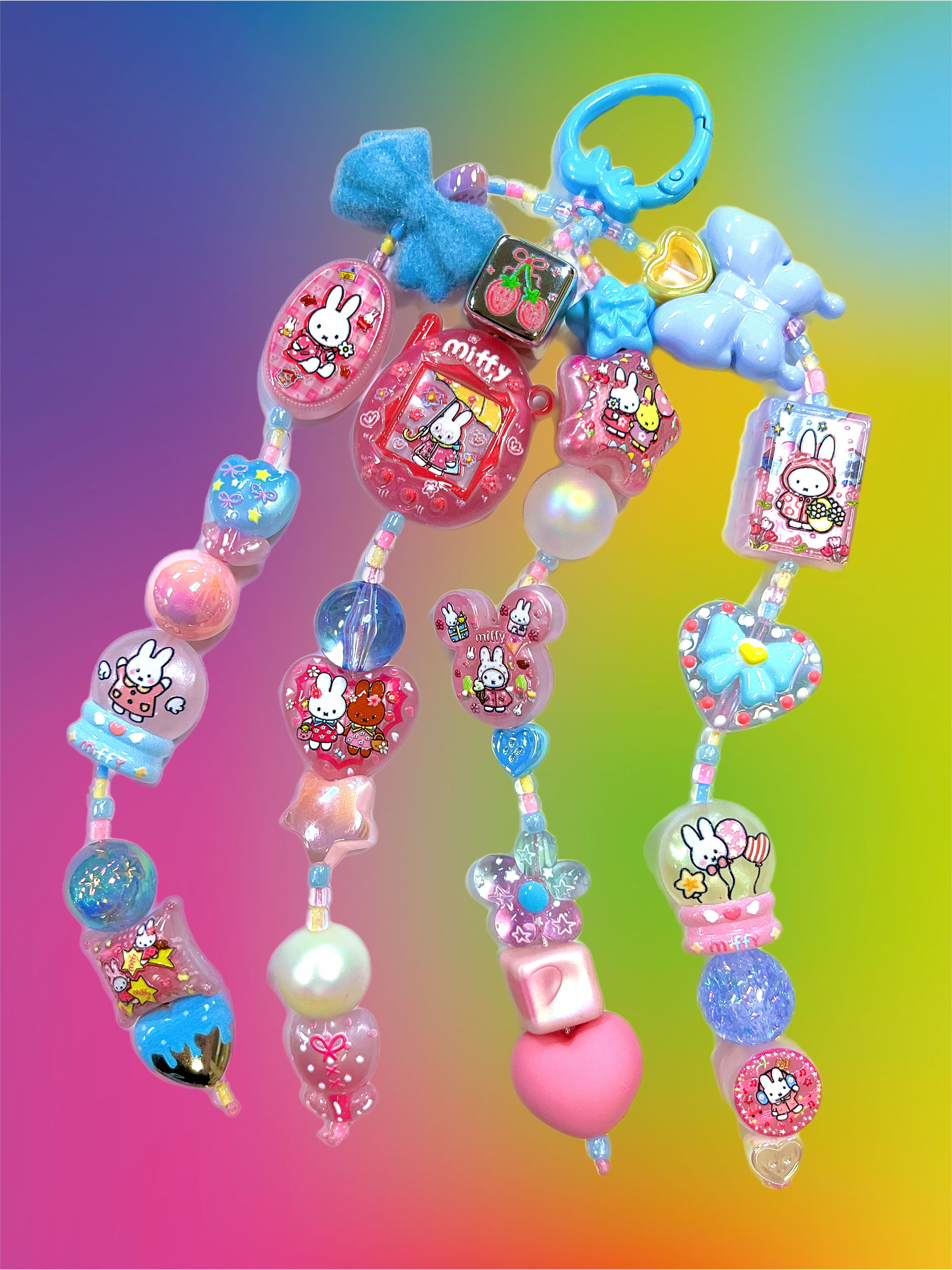 Blue & Pink Bunny Girl Bag Charm