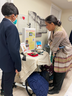 Hudson Montessori Middle School student gives a presentation about a river from around the world.