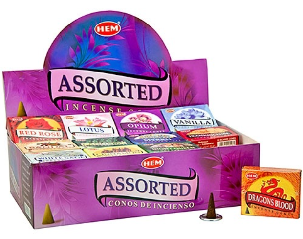 Hem Assorted Cones Display - 10 Cones Pack (48 Packs Per Box)