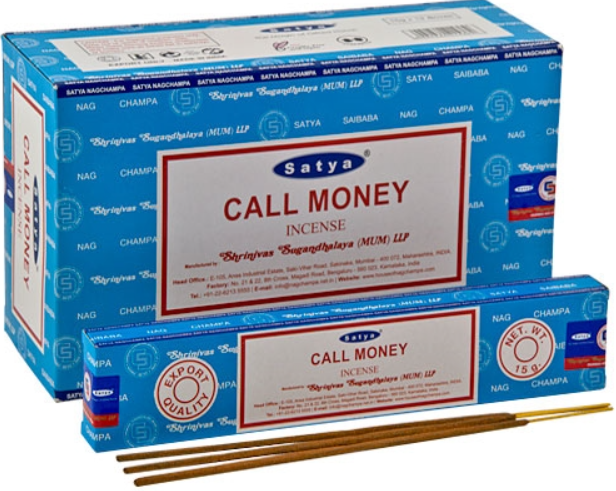 Satya Call Money Incense - 15 Gram Pack (12 Packs Per Box)