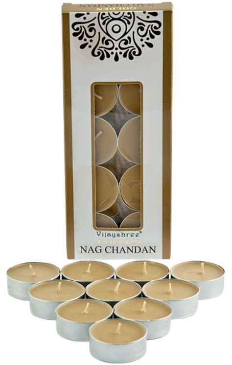 Golden Nag Chandan Tea Light Candles (10 Per Pack)