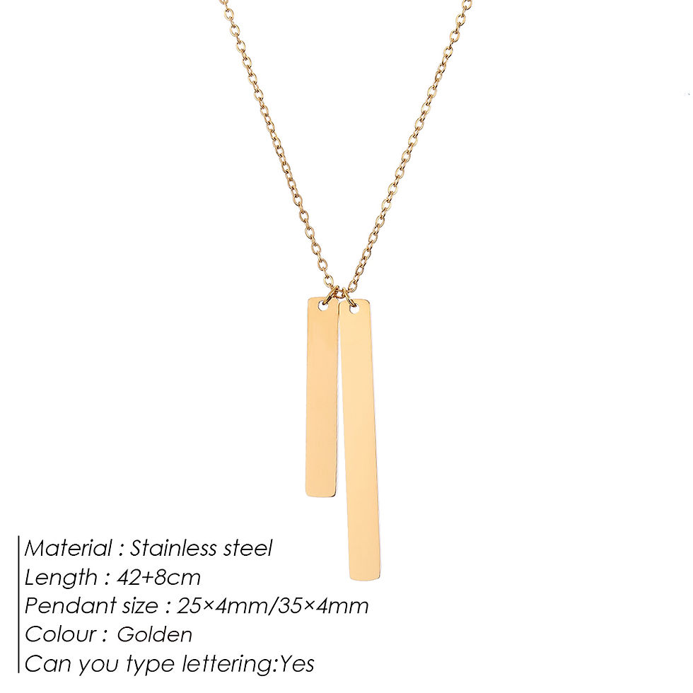 Thumbnail: eManco Chic Minimalist Double Vertical Bar Necklace Stainless Steel Gold Color W