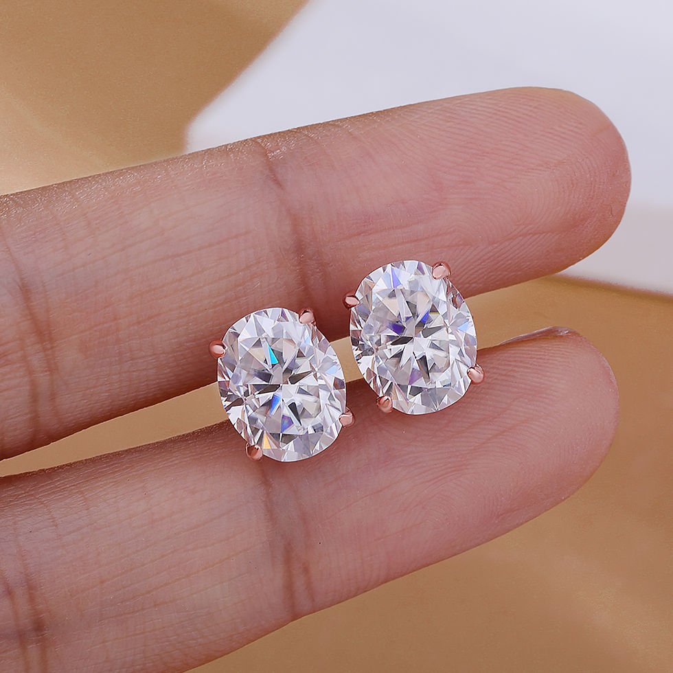 Thumbnail: 0.5-5ct Oval Cut Moissanite Stud Earring for Women D Color Sparkling Diamond 925