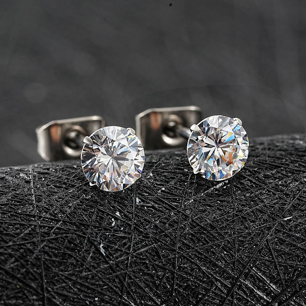 Thumbnail: 1 Pair Right Grand ASTM F136 Titanium 2/3/4/5mm CZ Stud Earrings 20G Minimalist 