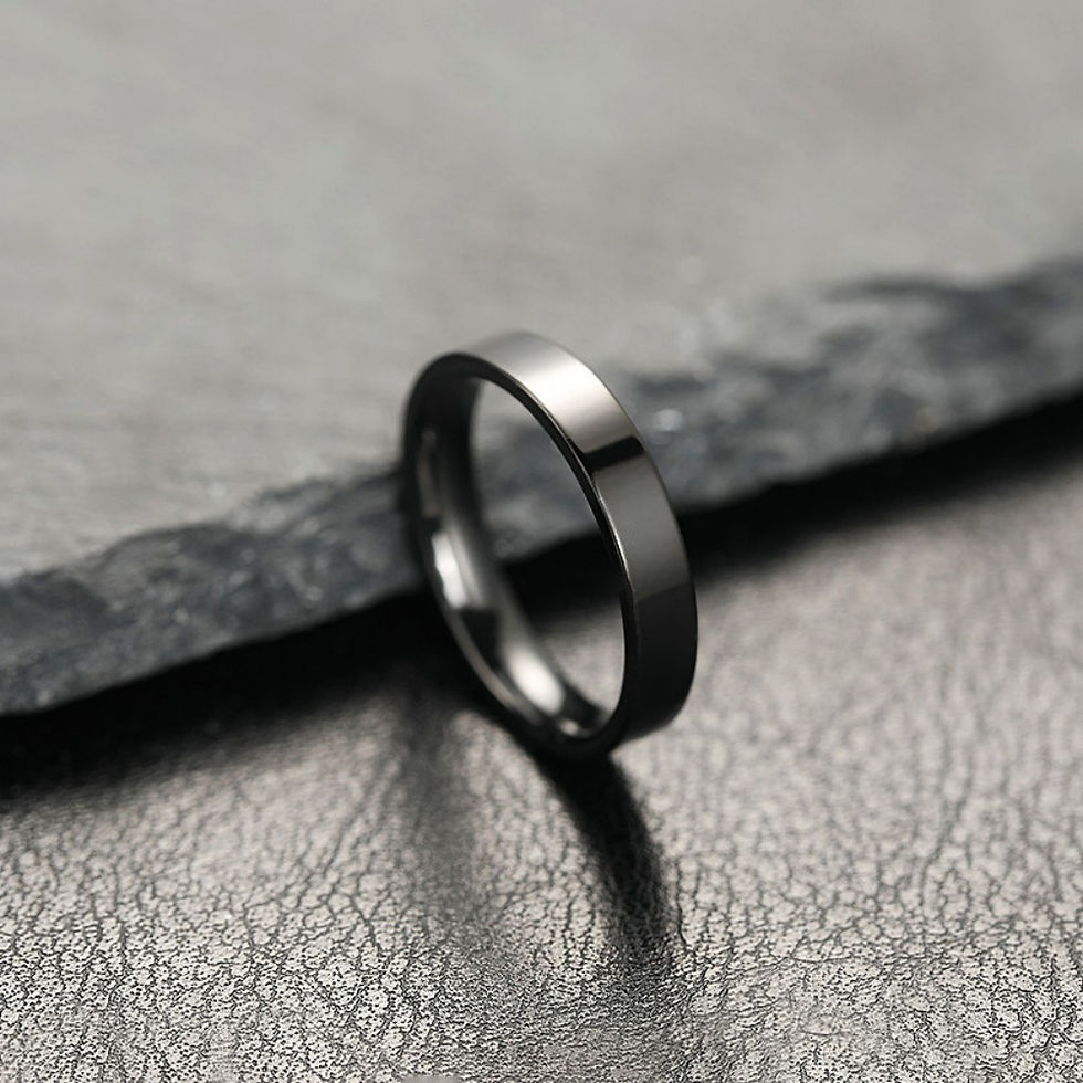 Thumbnail: Fashion Charm Jewelry Ring for Men Women Stainless Steel Black Rings Wedding Eng