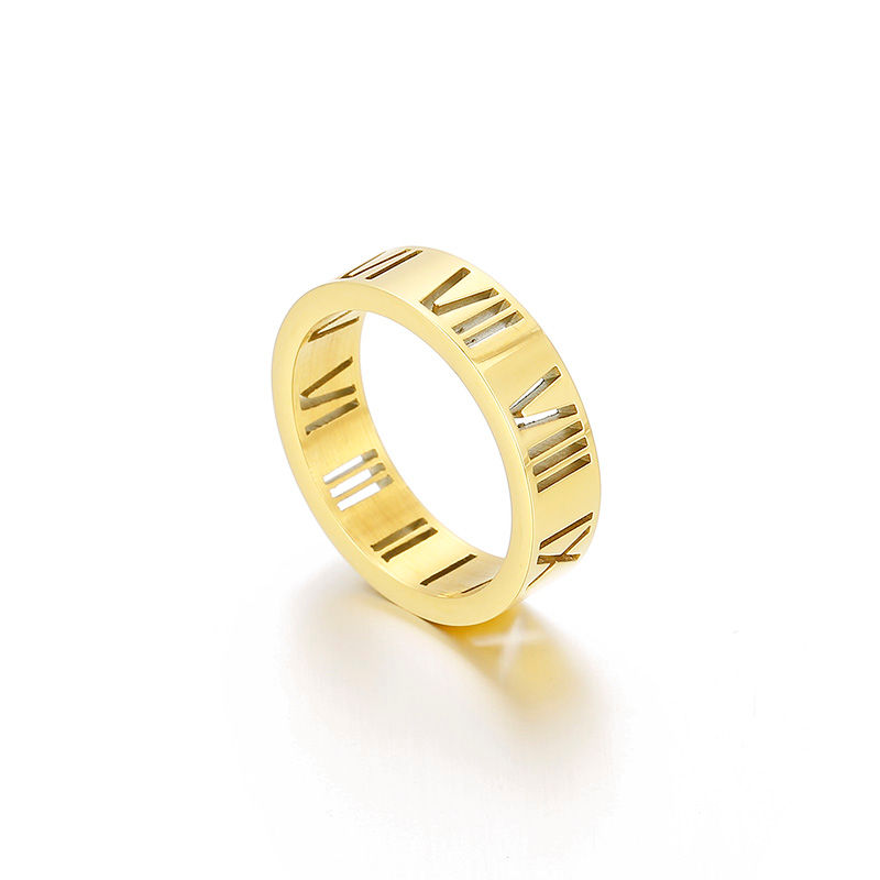Thumbnail: Trendy Shell Stainless Steel Rings For Women Girls Three Layers Roman Numerals R
