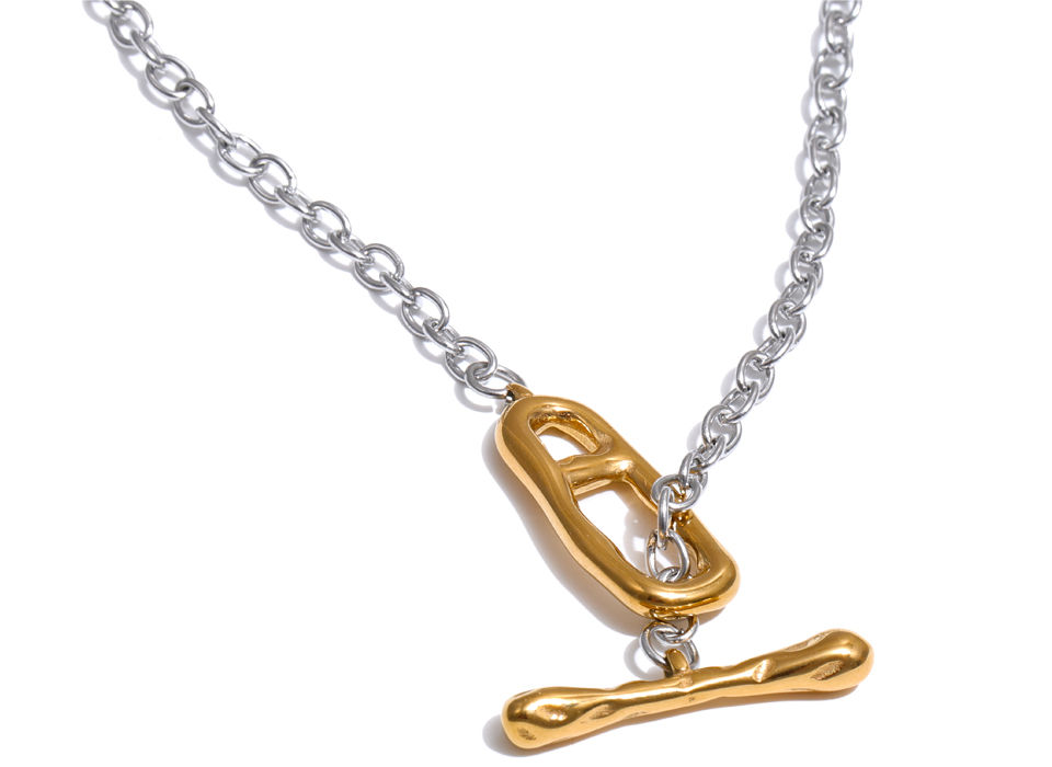 Thumbnail: Yhpup 82cm 316L Stainless Steel Chain Toggle-Clasps Long Distinctive Necklace St
