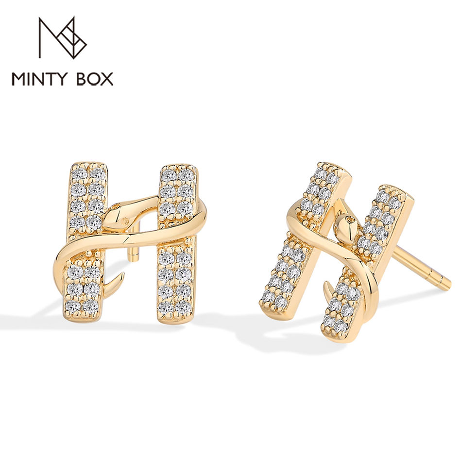 Thumbnail: MINTYBOX S925 Sterling Silver Moissanite Stud Earrings for Women Letter H Lab Di