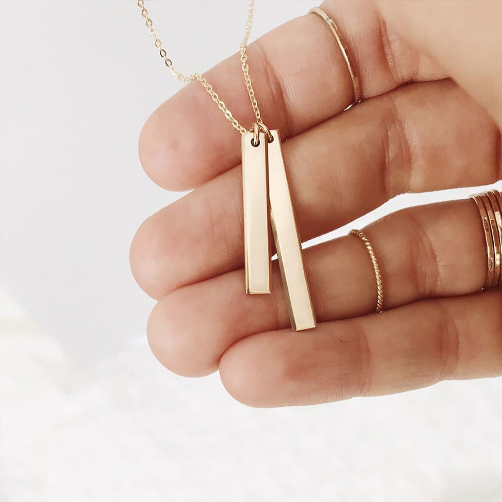 Thumbnail: eManco Chic Minimalist Double Vertical Bar Necklace Stainless Steel Gold Color W