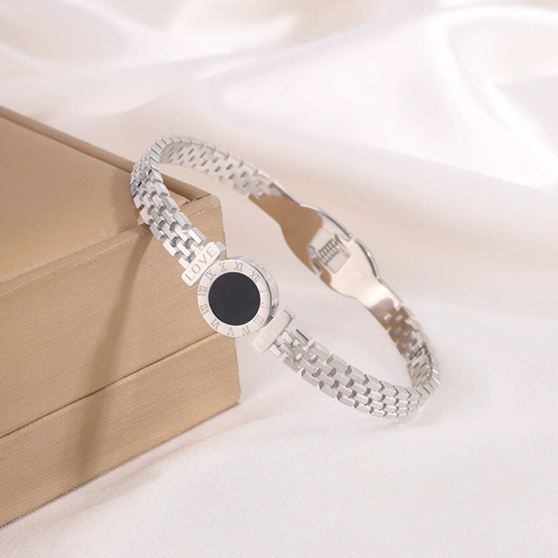 Thumbnail: Yupsk 2 Pieces Fashion Trend Stainless Steel Bracelet Unisex Roman Numeral Watch