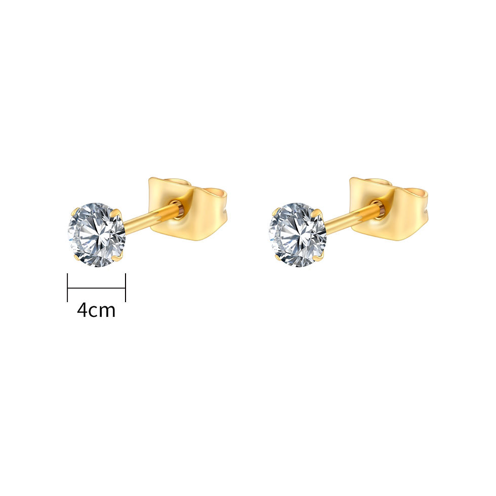 Thumbnail: 1 Pair Right Grand ASTM F136 Titanium 2/3/4/5mm CZ Stud Earrings 20G Minimalist 
