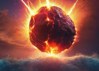 A picture of a vibrant meteor, crashing