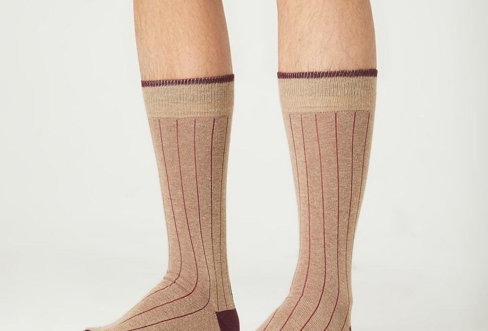 Calcetines media caña de hombre Kiff Kiff beige falso canalé