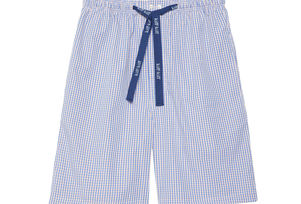 Pantalón de pijama corto de hombre Kiff Kiff de tela con cuadros azul y naranja