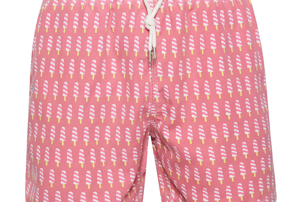 Bañador bermuda hombre Kiff Kiff rosa lavado estampado Polos