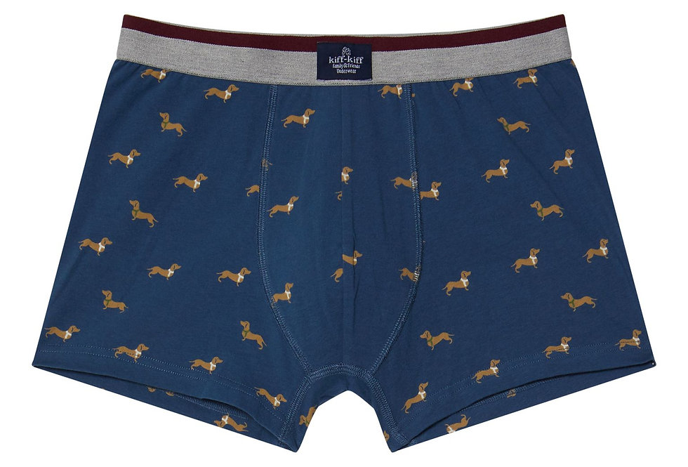 Bóxer de punto de hombre Kiff Kiff azul marino estampado Teckel