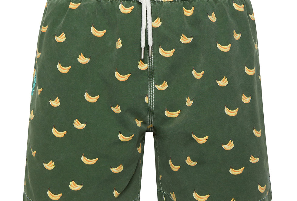 Bañador bermuda hombre Kiff Kiff verde lavado estampado Platanos