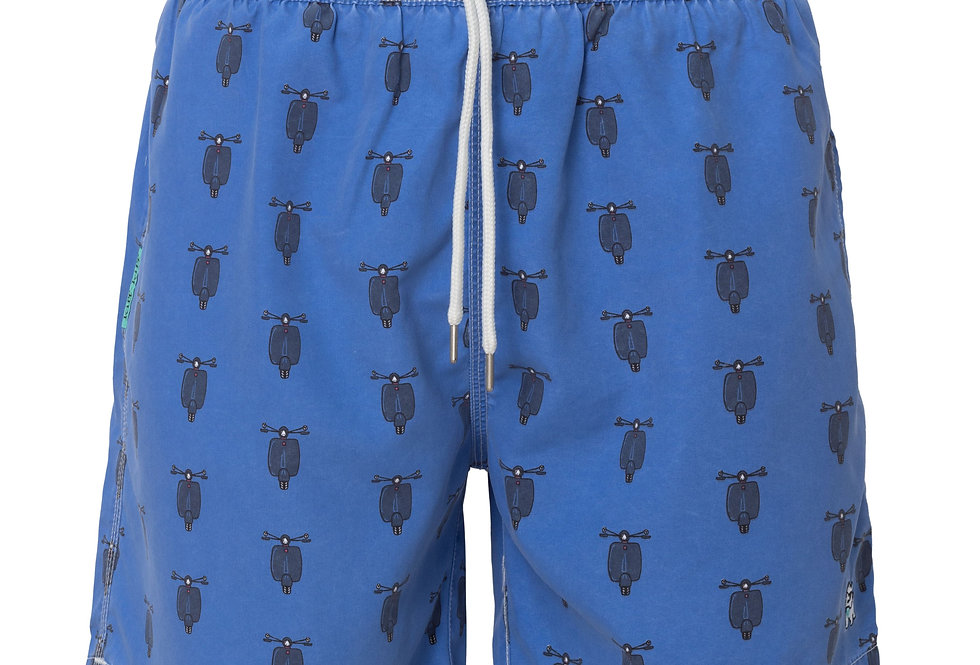 Bañador bermuda hombre Kiff Kiff azul lavado estampado Vespas