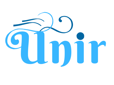 Logo that says "Unir" in blue with rays of wind above the words